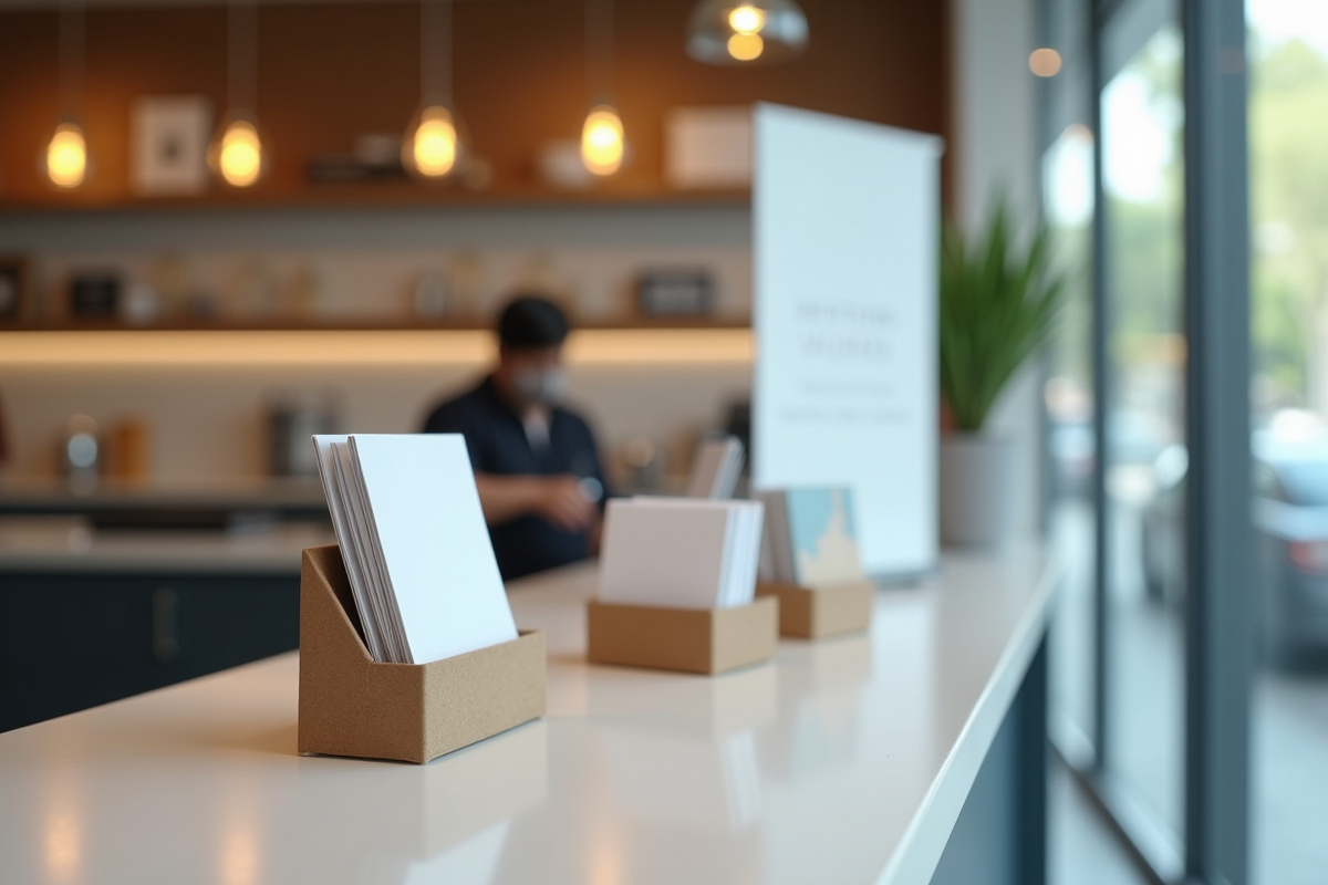 Zoom sur un comptoir avec outils marketing point de vente