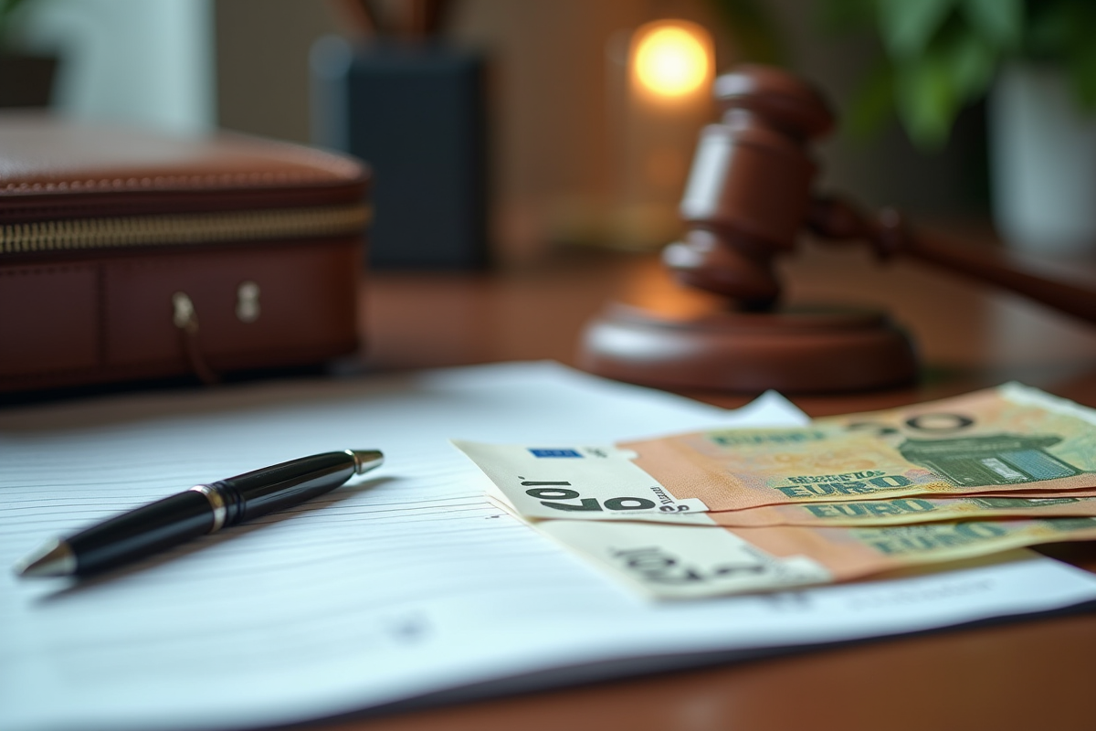 Espace de travail organisé avec papiers et billets euro