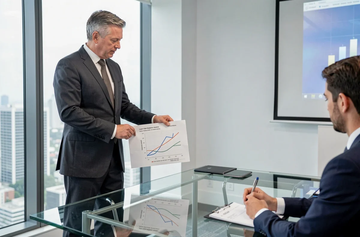 Conseiller financier présentant les critères d'éligibilité au crédit immobilier pour un salarié porté
