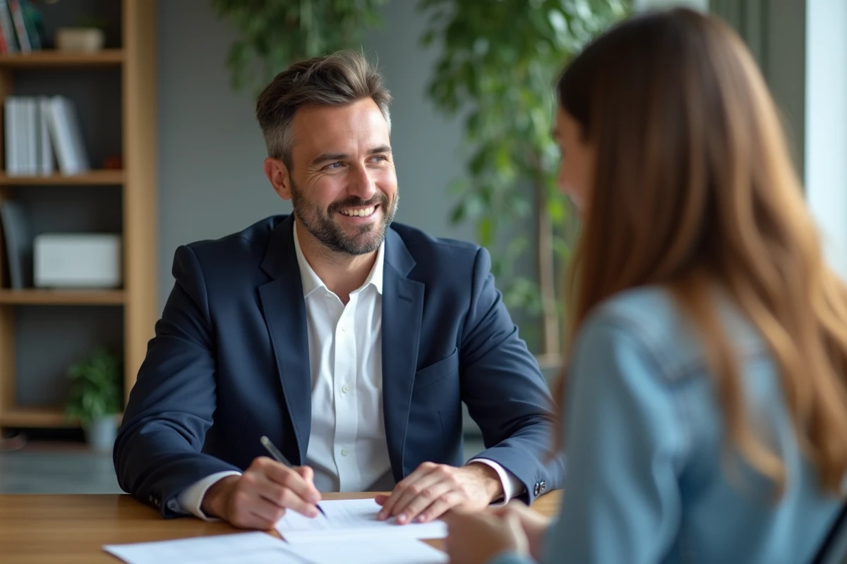 Consultant homme en costume dans un bureau moderne