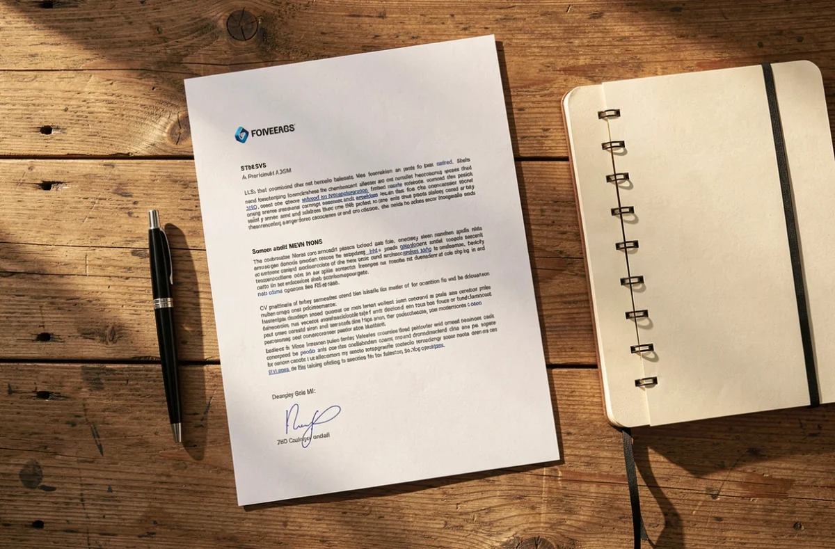 CV et lettre de motivation posés sur un bureau avec un stylo