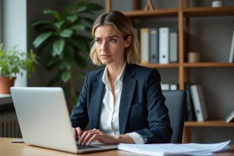 Femme d'affaires française au bureau moderne
