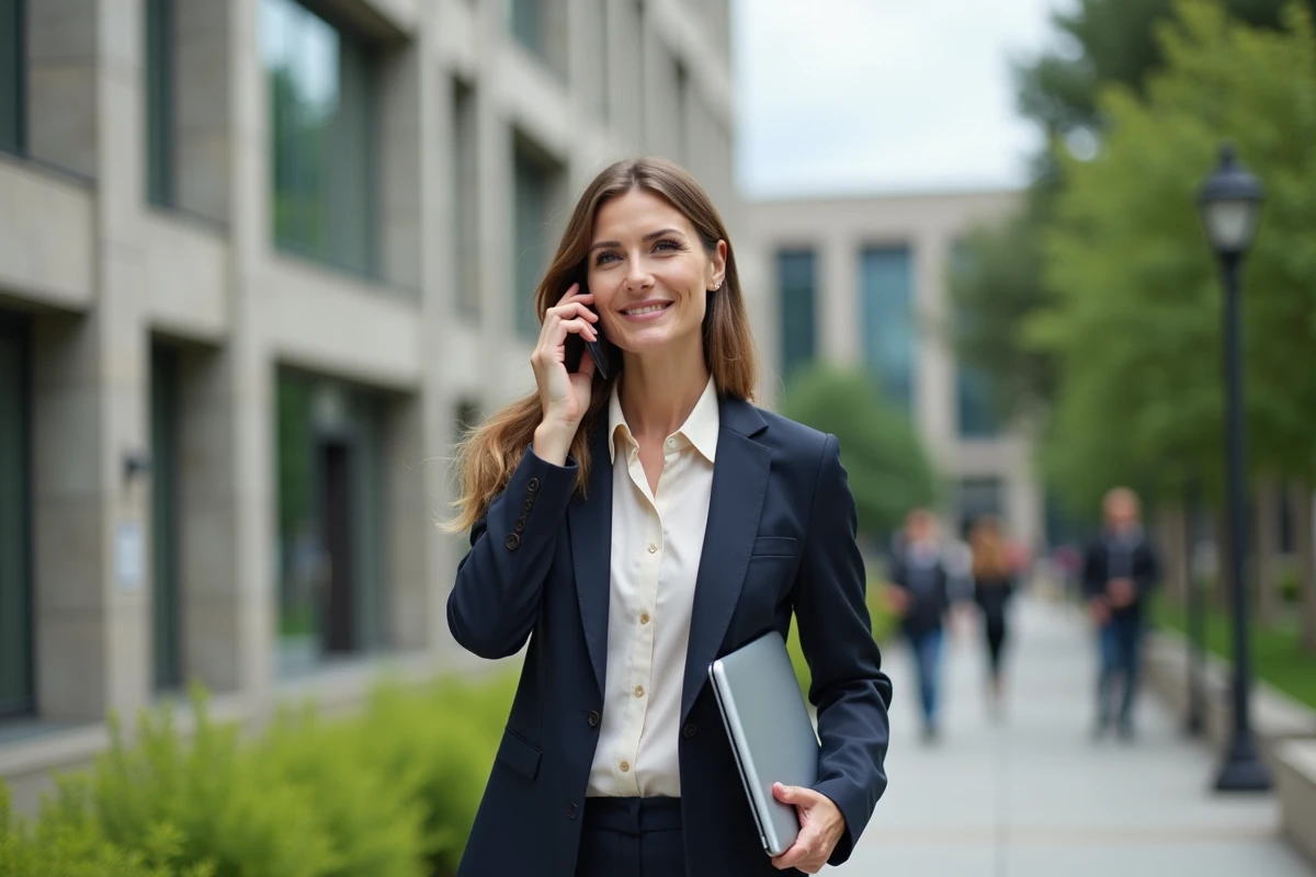 Femme scientifique parlant au téléphone près de l