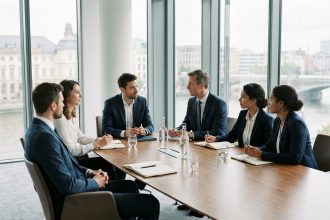 Groupe de professionnels lors d'une réunion d'affaires à Landerneau