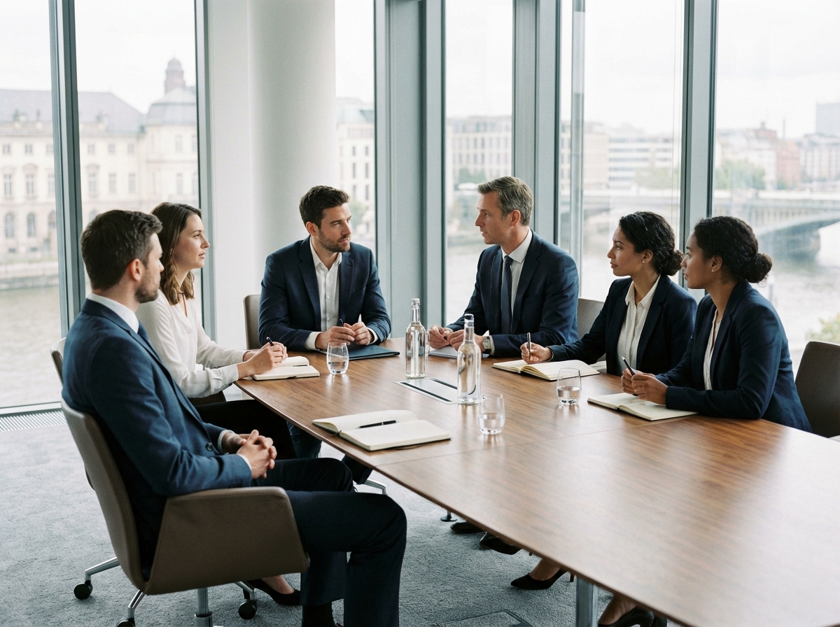 Groupe de professionnels lors d'une réunion d'affaires à Landerneau
