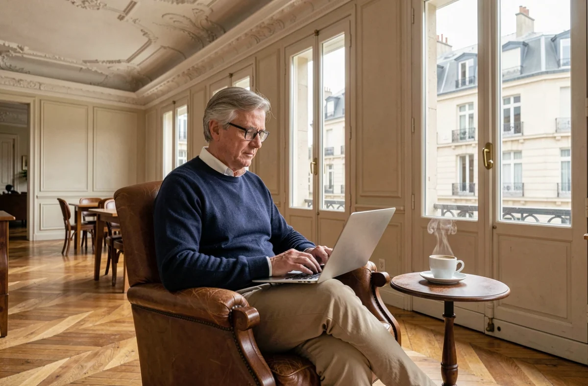 Le 74 Ter coworking dans un immeuble haussmannien avec parquet ancien et hauts plafonds moulurés